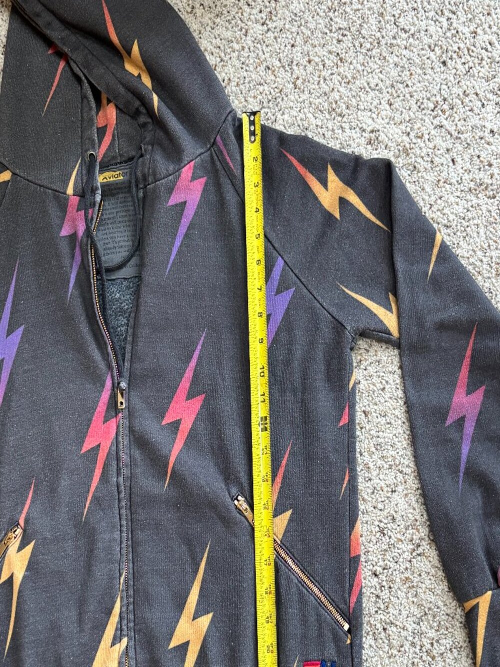 Aviator Nation Hoodie with Colorful Lightning Bolts Zip-up - Picture 7 of 8